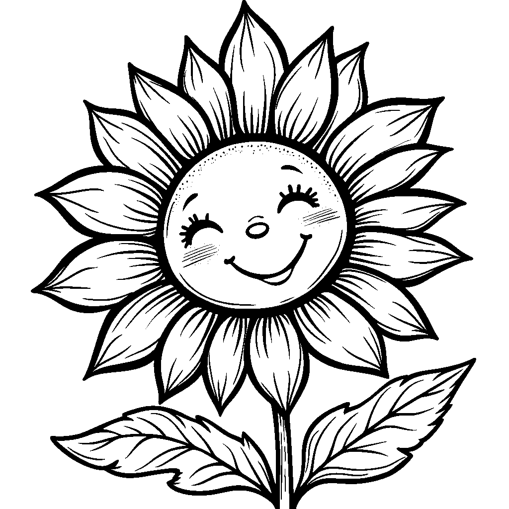 A cheerful sunflower with thirteen bright petals