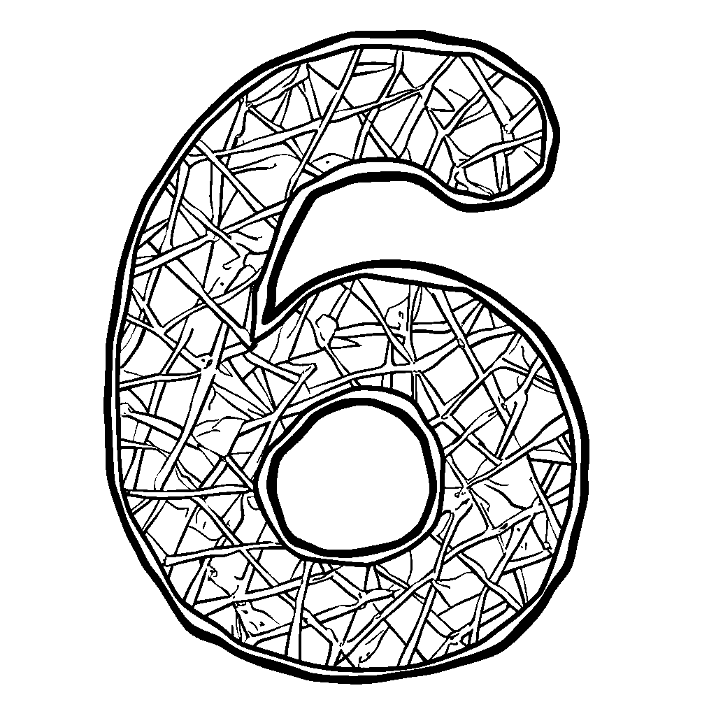 A number six made of ice cream cones and sprinkles