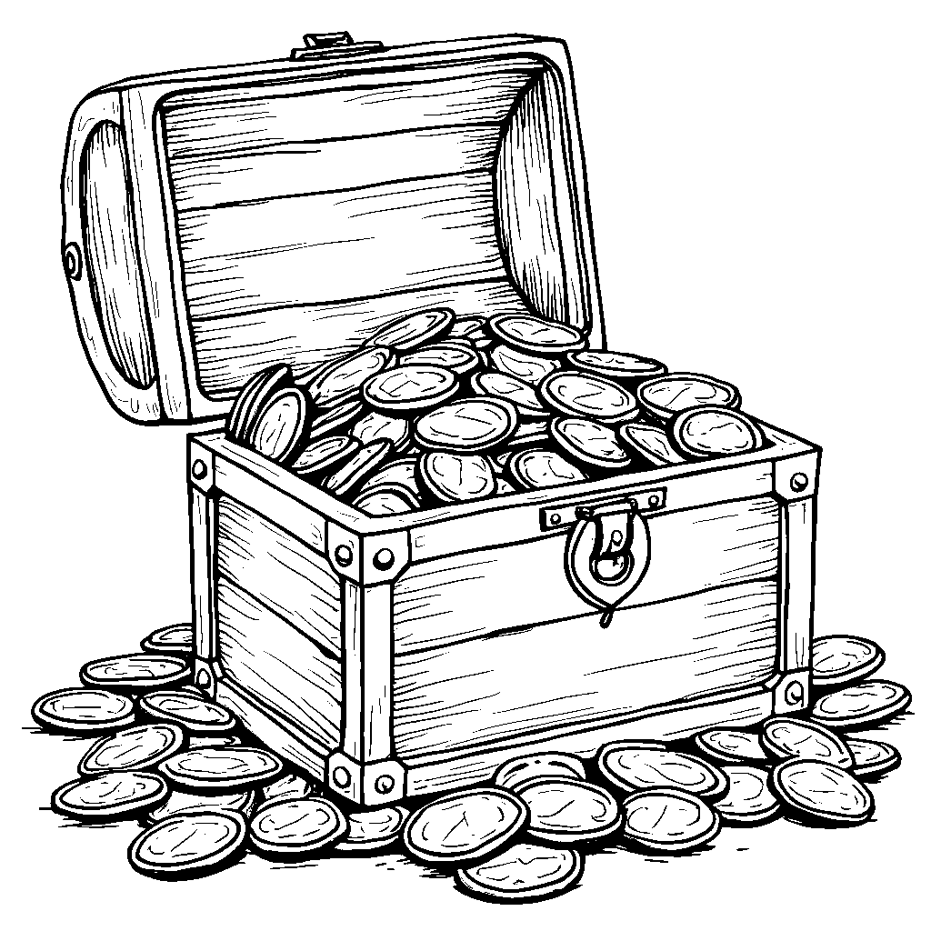 A treasure chest overflowing with shiny golden coins at number two