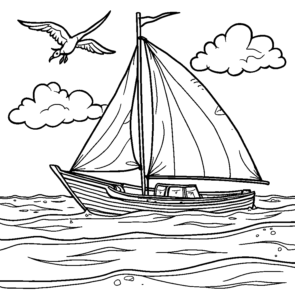 A summer sailboat sailing across the ocean