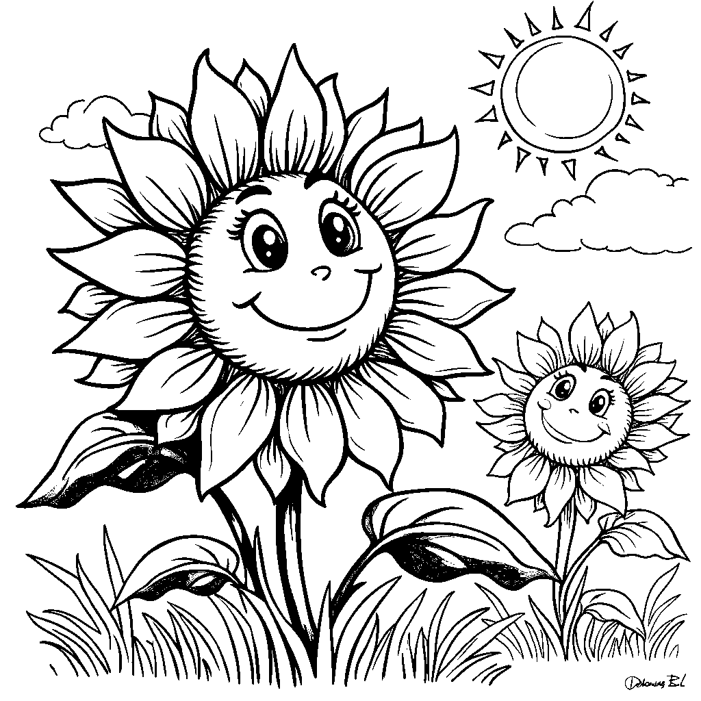 A summer sunflower smiling at the sun