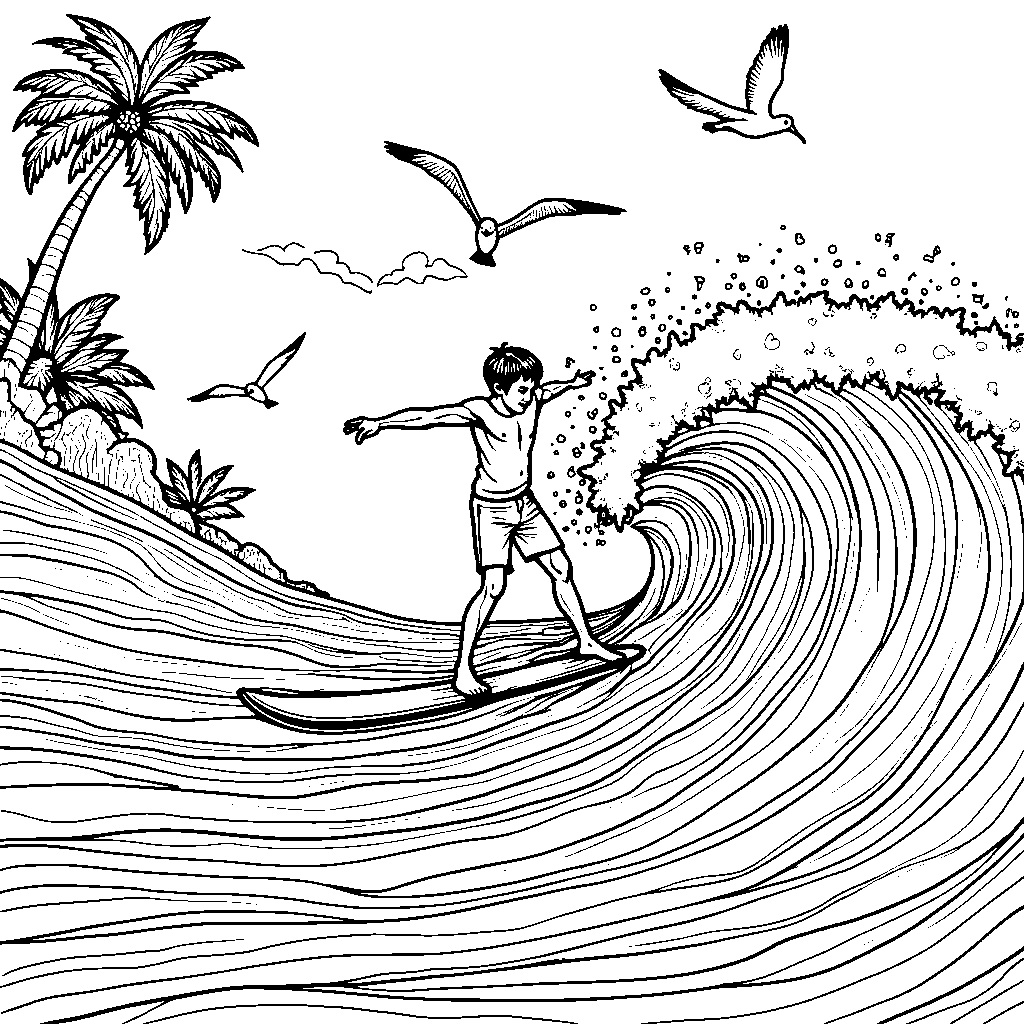 A summer surfboard riding the waves