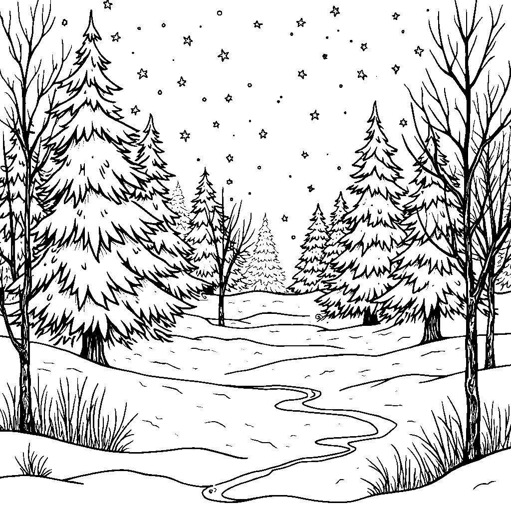 A winter wonderland with snow-covered trees