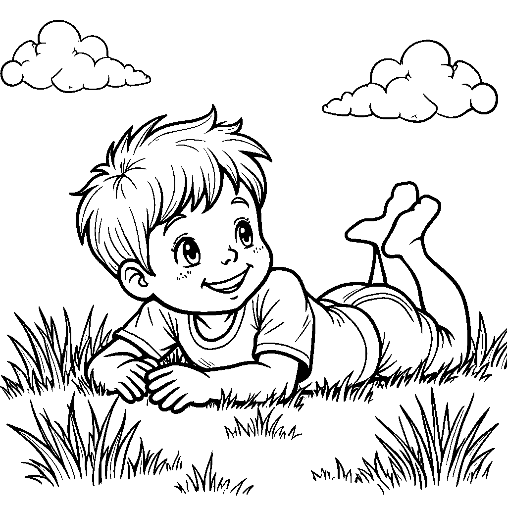 A Boy Smelling the Fresh Cut Grass