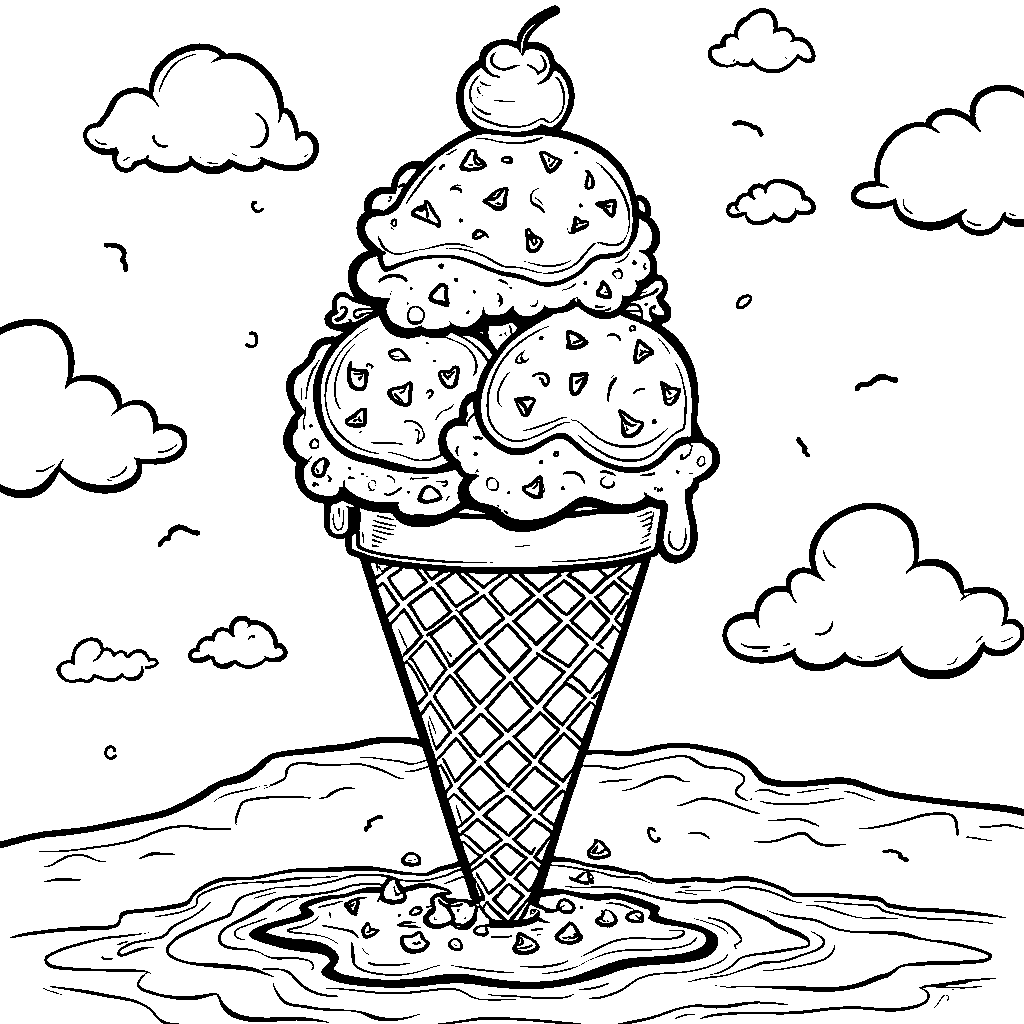 A Delicious Ice Cream Cone with Three Scoops