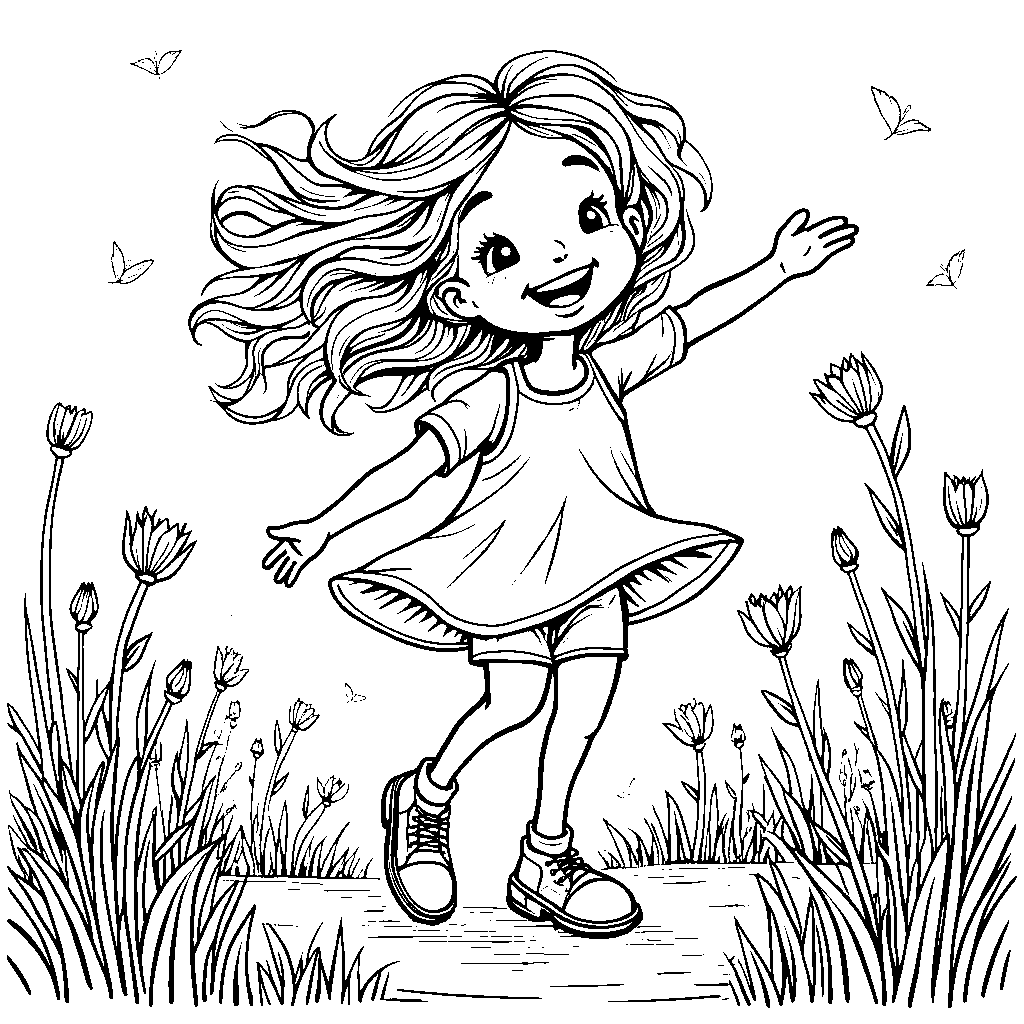 A Girl Feeling the Breeze on a Windy Day