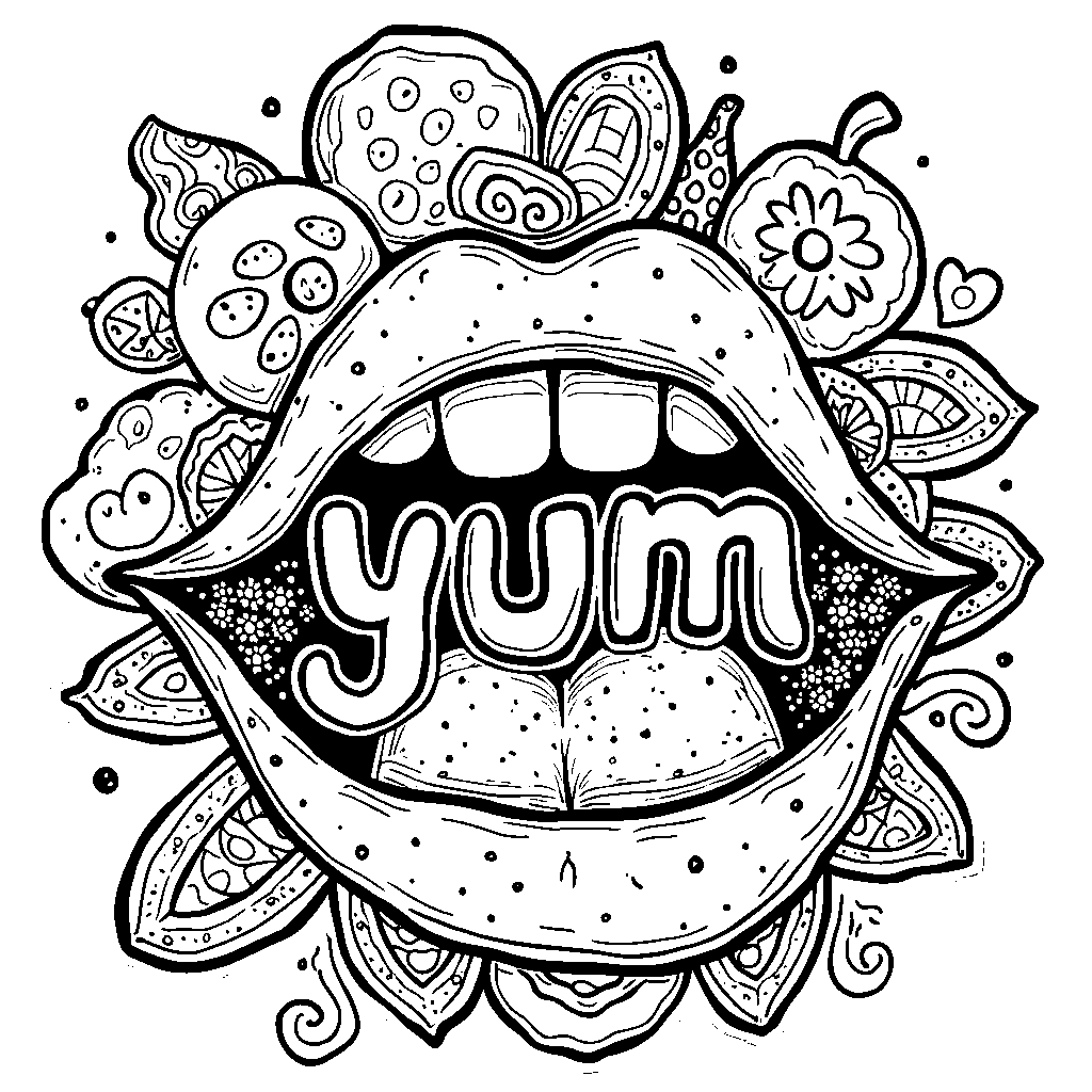 A Mouth with a Speech Bubble Saying Yum