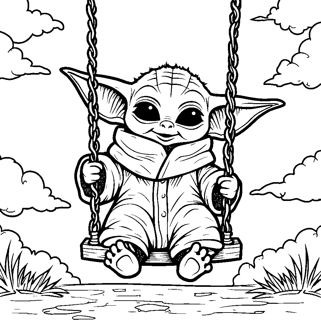 Baby Yoda's Fun Swing Adventure