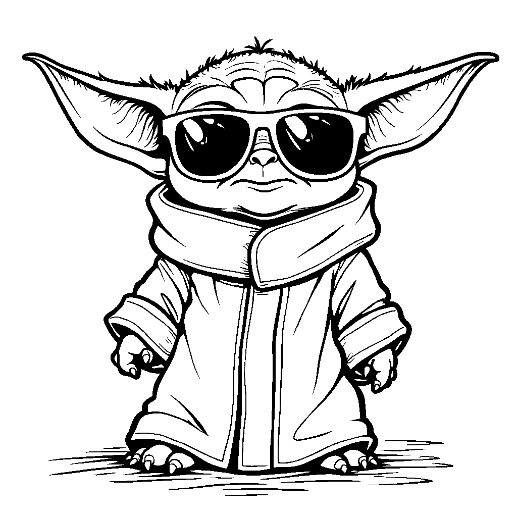 Baby Yoda wearing a pair of sunglasses