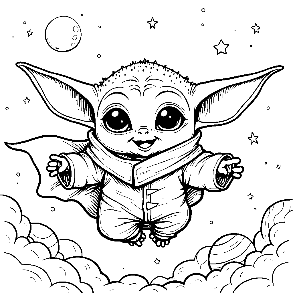 Baby Yoda wearing a superhero cape