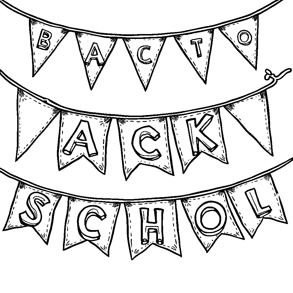 A string of colorful bunting saying 'Back to School'