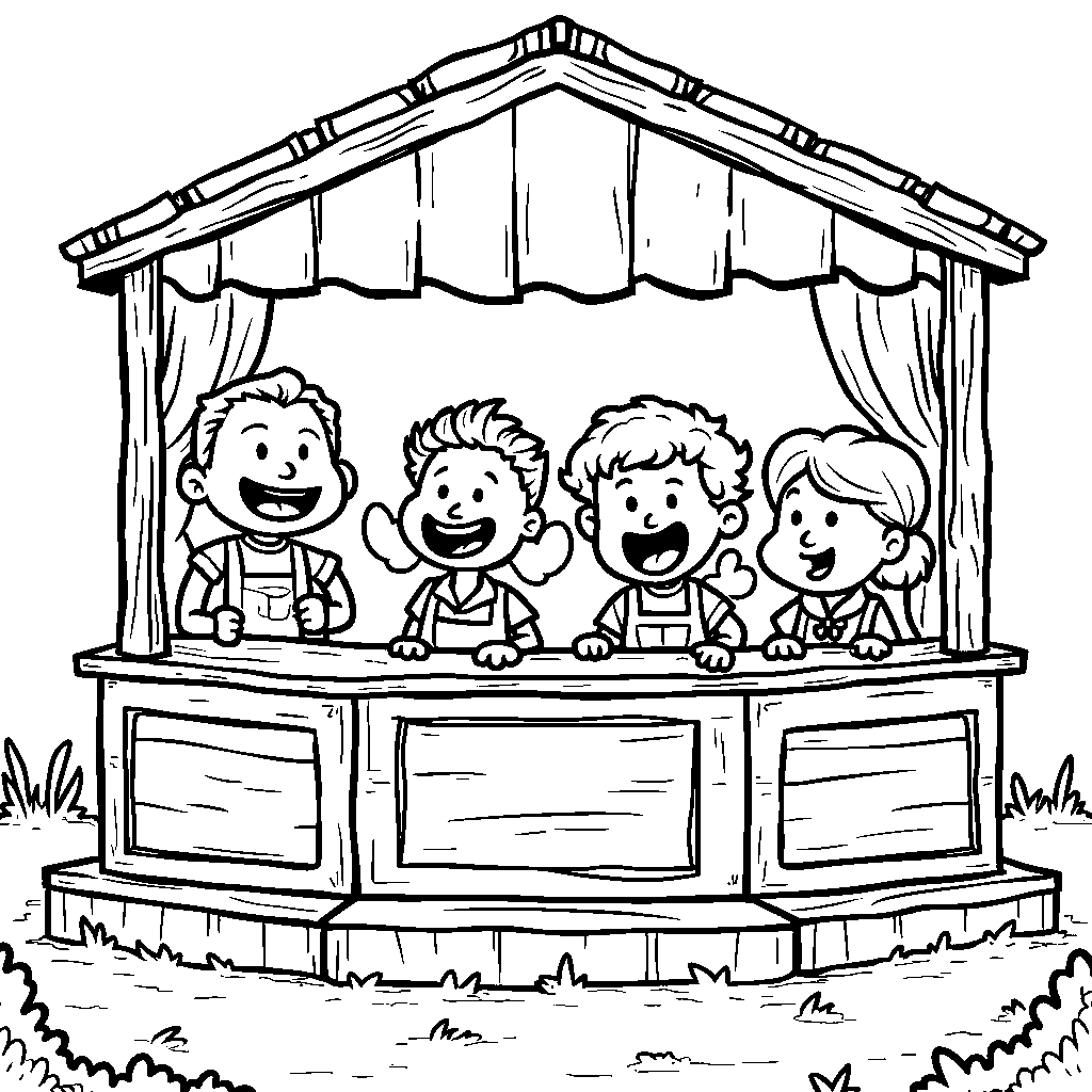 Blippi and friends staging a fun puppet show