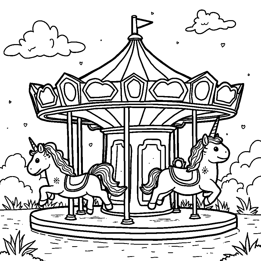 Blippi taking a ride on a whimsical carousel