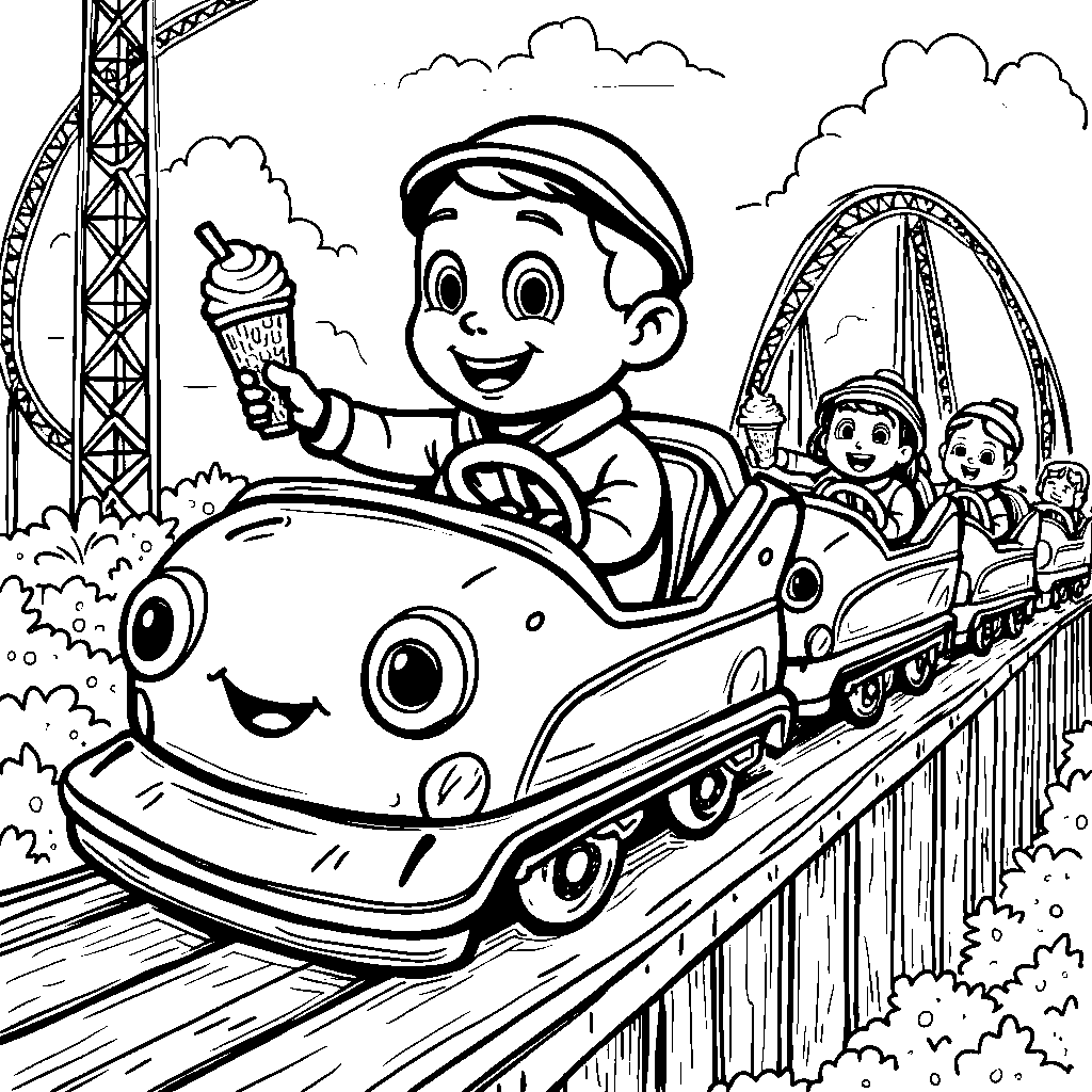 Blippi visiting an amusement park and riding roller coasters