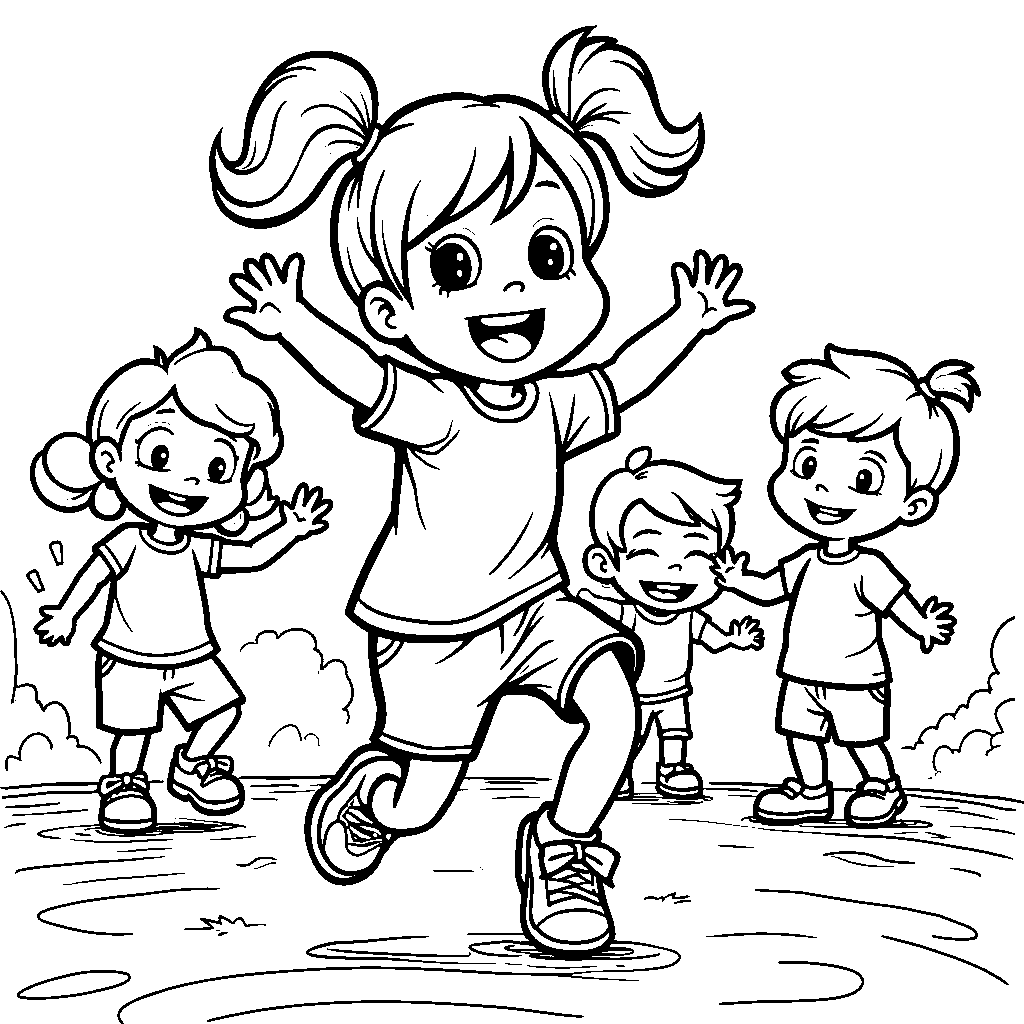 Bluey and her friends playing Simon Says