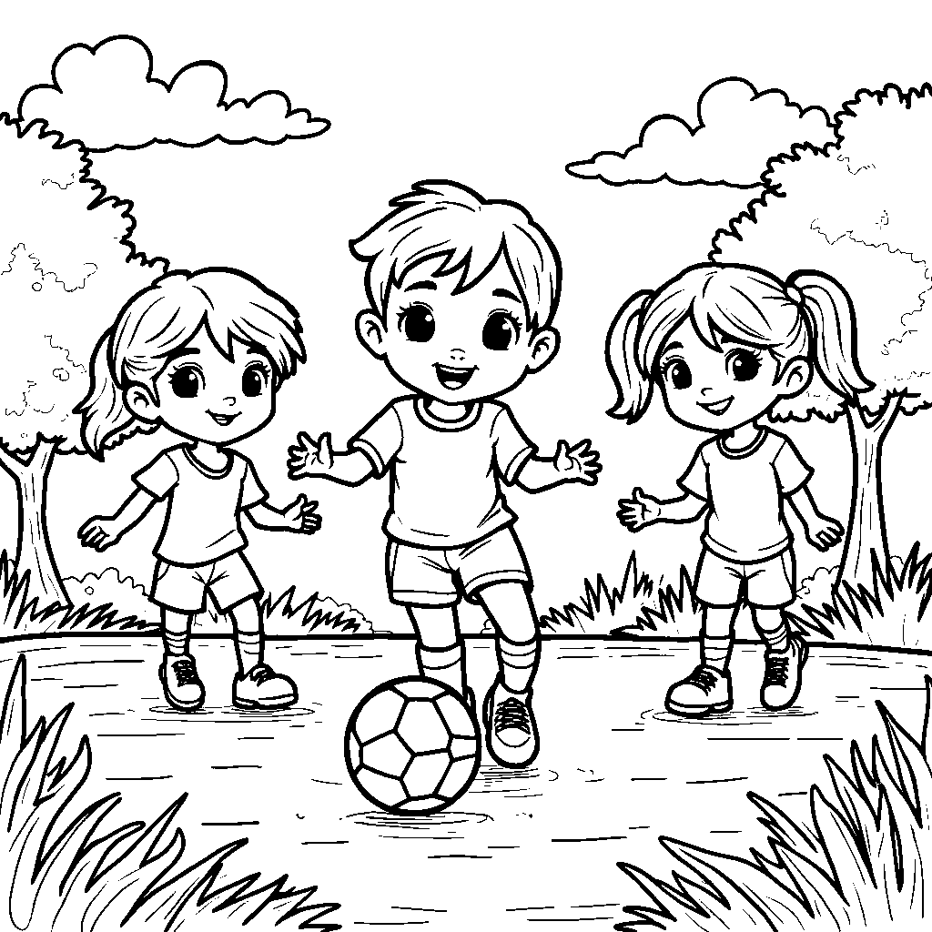 Bluey and her friends playing soccer in the park