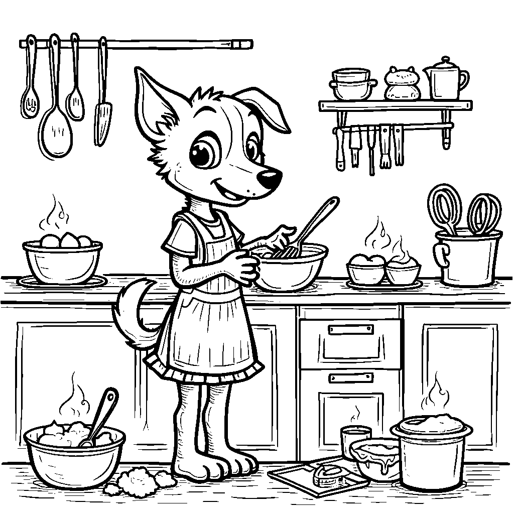 Bluey helping her mom in the kitchen with baking