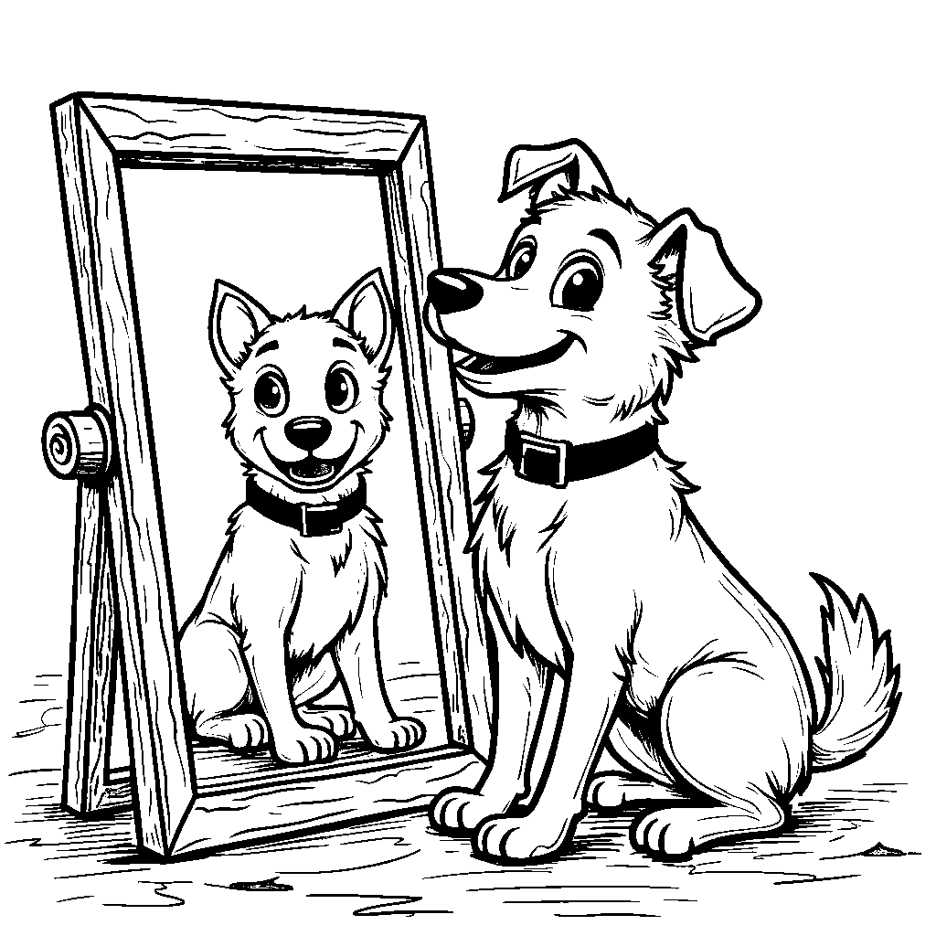 Bluey playing with her reflection in the mirror