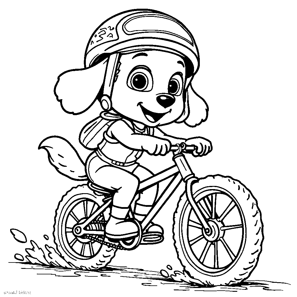 Bluey riding a bike with her helmet on