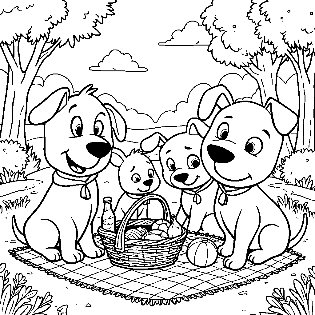 Bluey's family having a picnic in the park