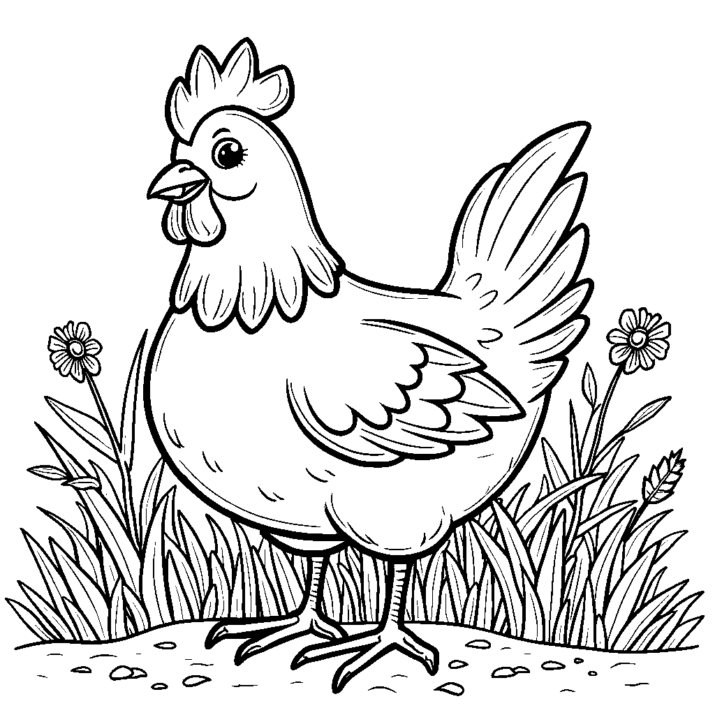 Chicken Pecking at the Ground