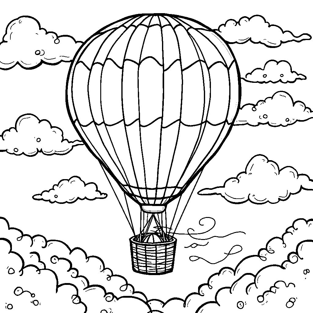 Hot Air Balloon Soaring Through the Clouds