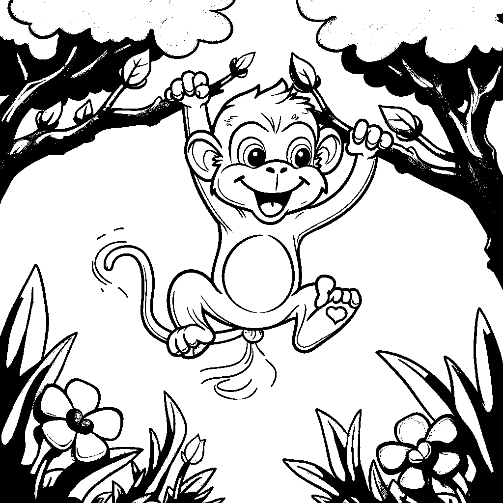 Monkey Swinging from a Tree