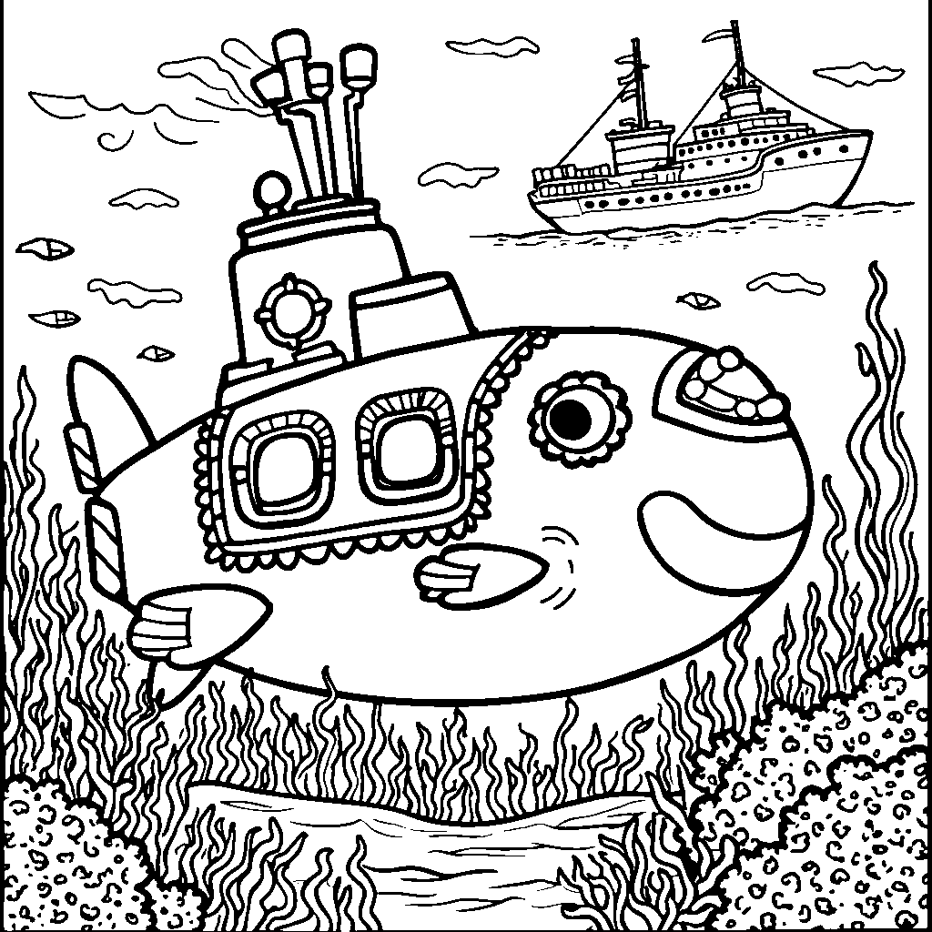 Submarine Exploring the Ocean Floor