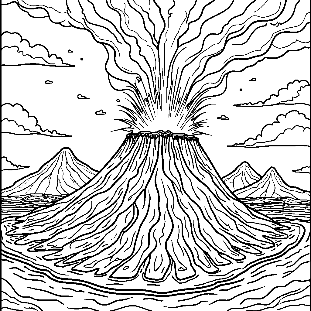 Volcano Erupting with Lava and Ash