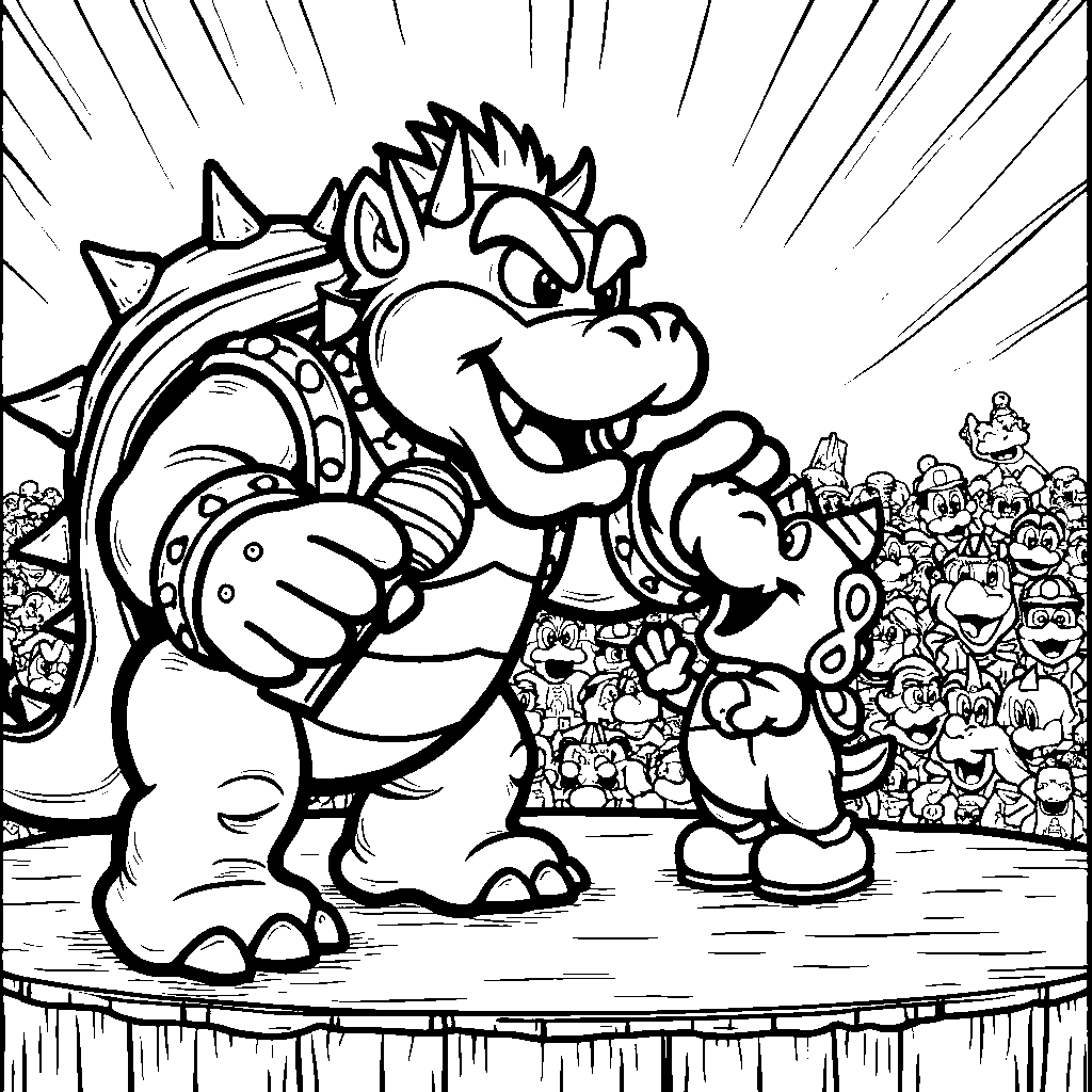 Bowser hosting a talent show with his friends