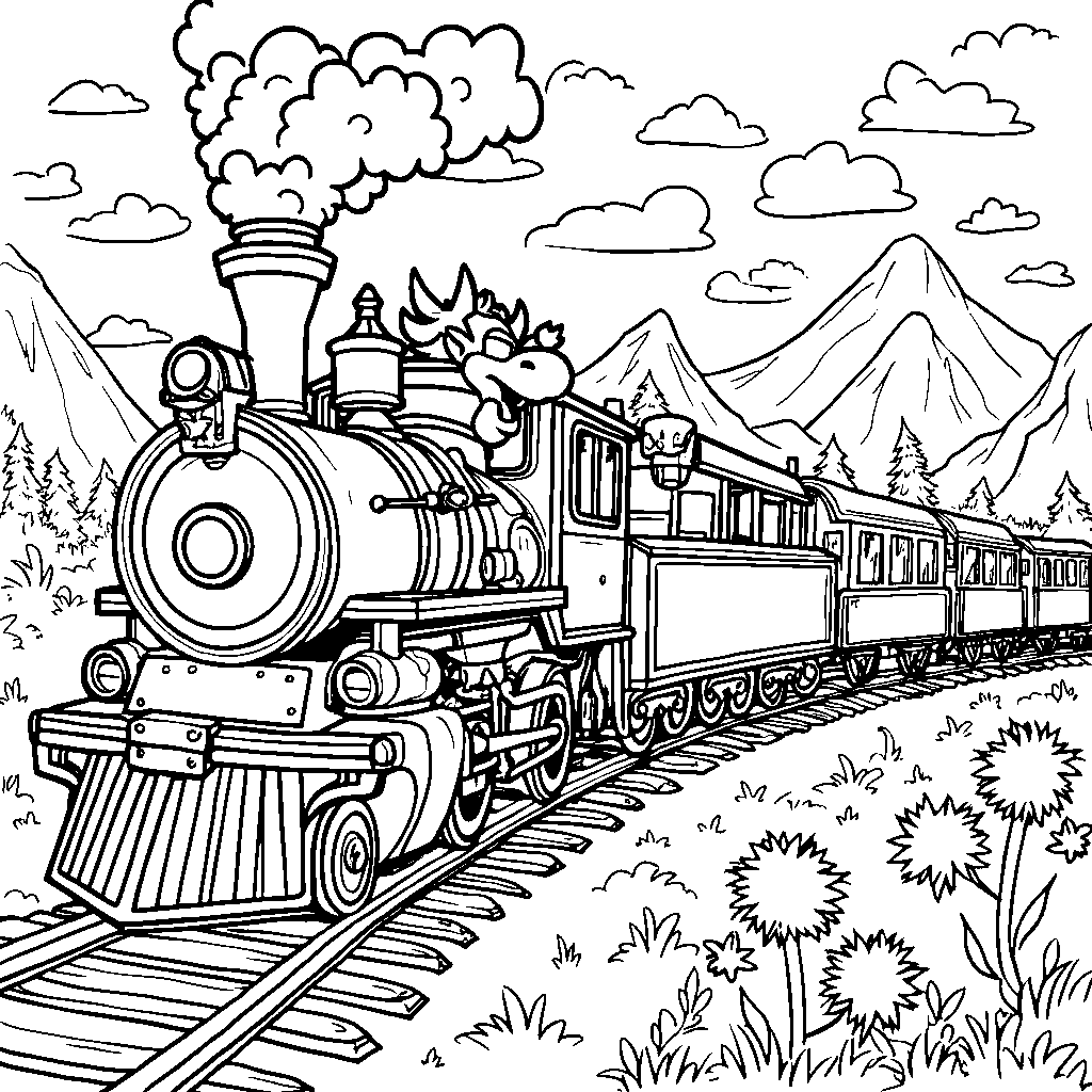 Bowser on a train adventure to a magical place