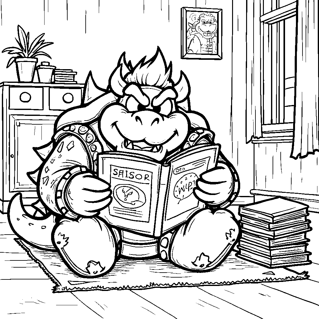 Bowser reading his favorite comic book