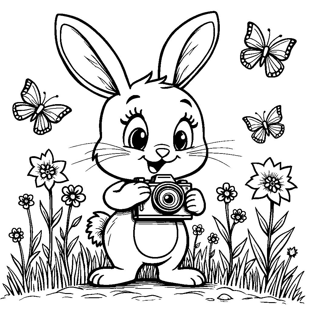 Bunny holding a camera