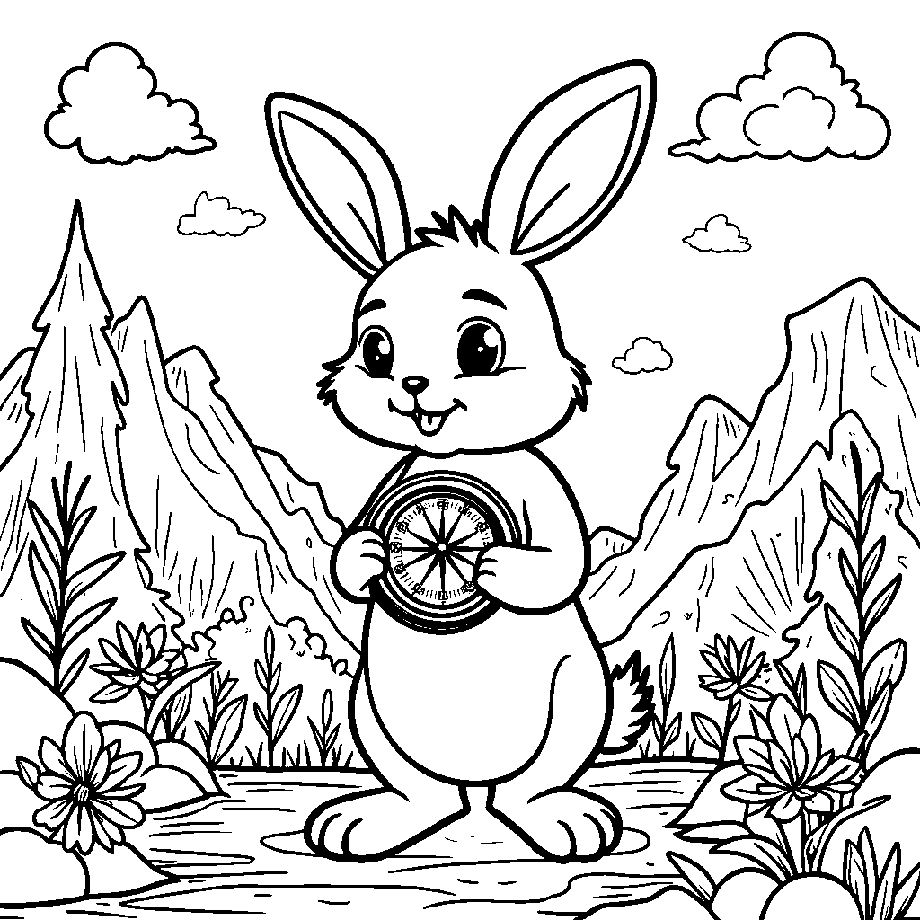 Bunny holding a compass