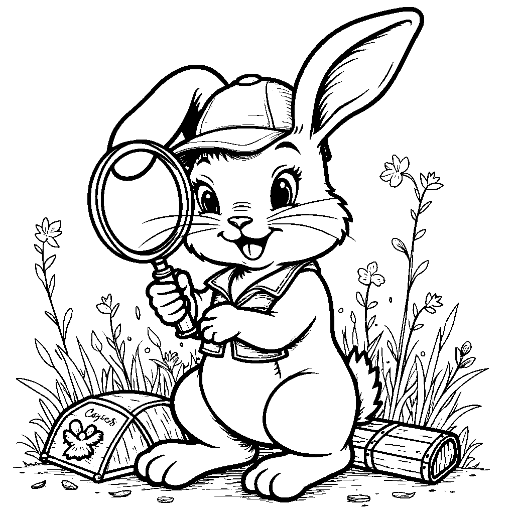 Bunny holding a magnifying glass