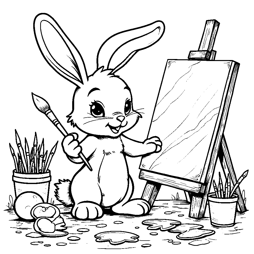 Bunny holding a paintbrush