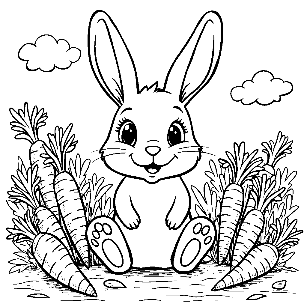 Bunny in a carrot patch