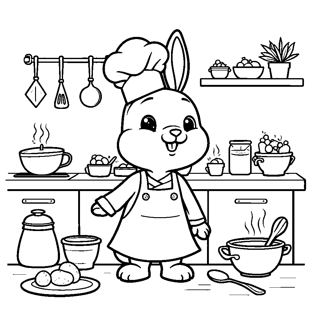 Bunny in a chef's hat