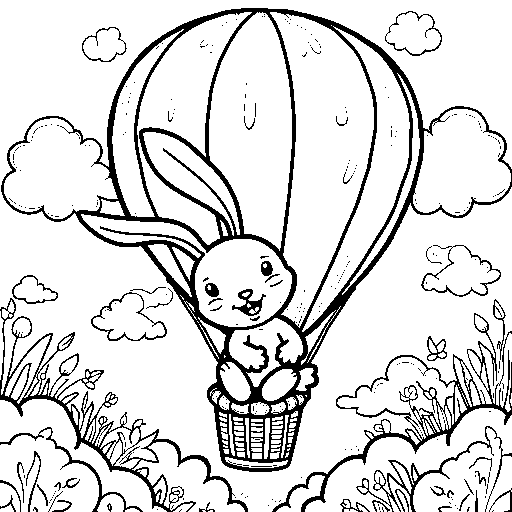 Bunny in a hot air balloon