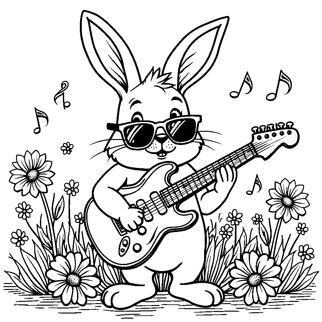 Bunny playing the guitar