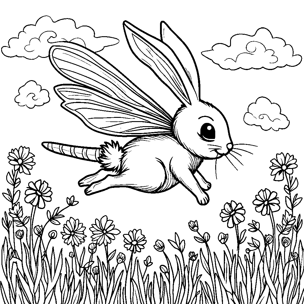 Bunny riding a dragonfly