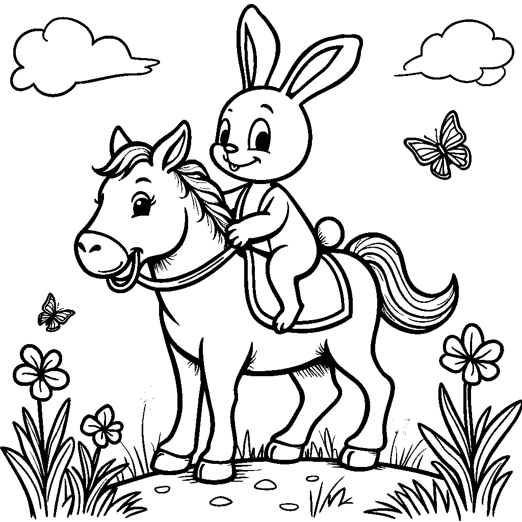 Bunny riding a horse