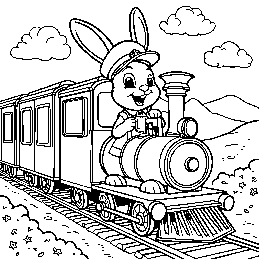 Bunny riding a train