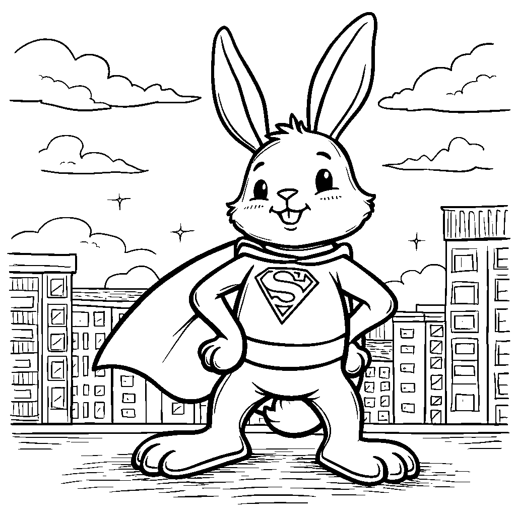 Bunny wearing a superhero cape