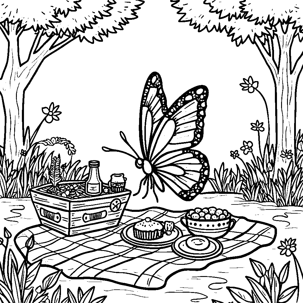 A butterfly enjoying a picnic in a beautiful park