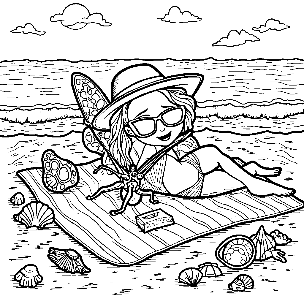 A butterfly enjoying a relaxing day at the beach