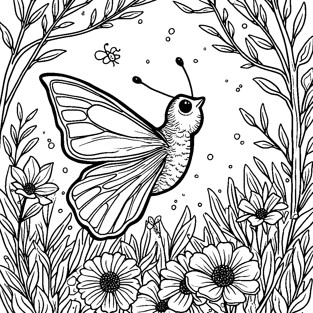 A butterfly exploring a magical, glowing forest