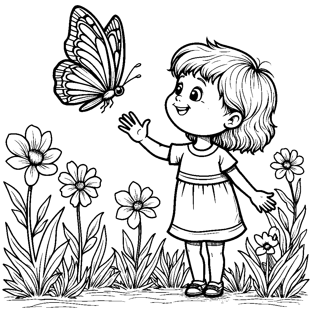 A butterfly landing on a child's outstretched hand