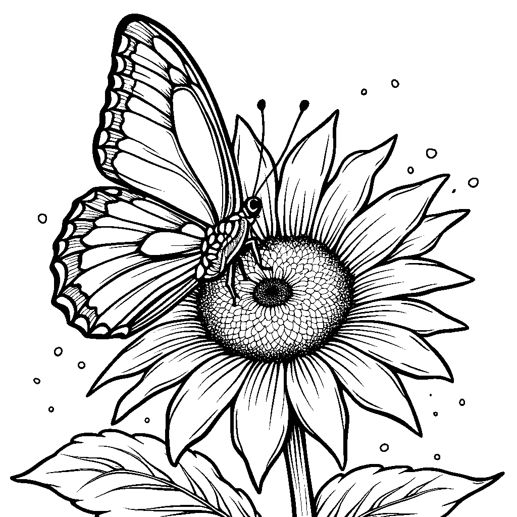 A butterfly perched on a bright yellow sunflower