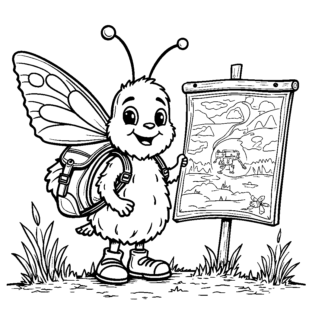 A butterfly wearing a tiny backpack and going on an adventure